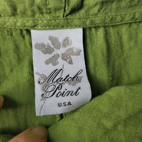 Match Point Tunic Shirt Womens Medium Green Linen Cowl Neck 3/4 Sleeve Pockets - Picture 3 of 7